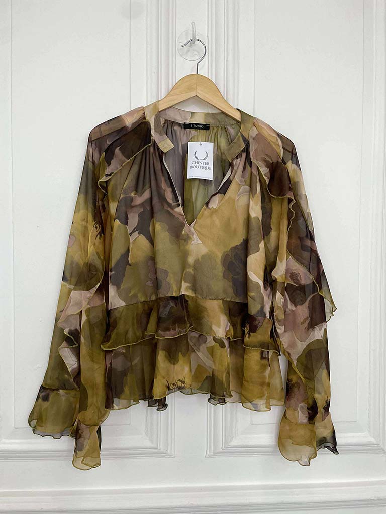 Vintage Floral Smock Top - Ochre