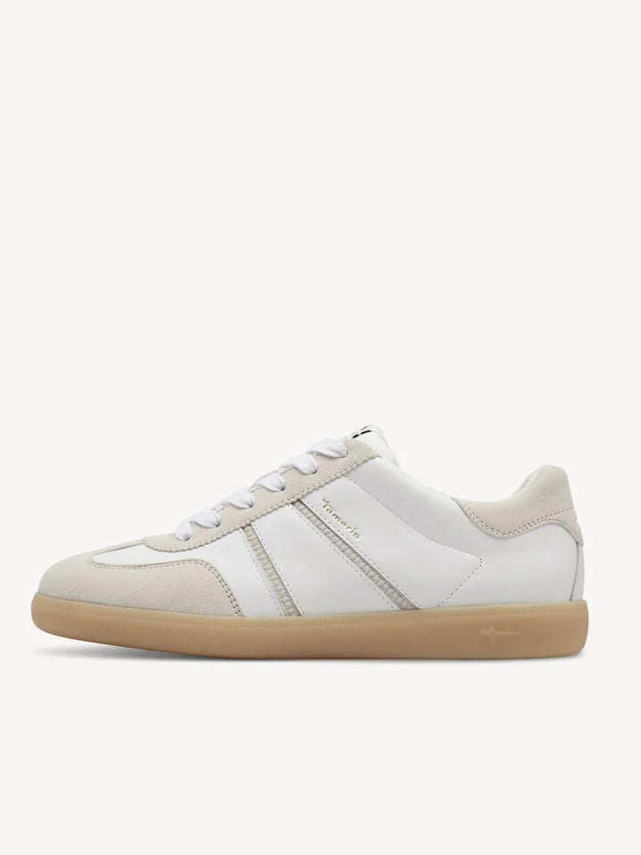 Tamaris Leather Trainers - Warm White