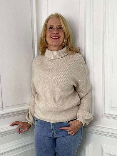 Polo Neck Knit - Stone