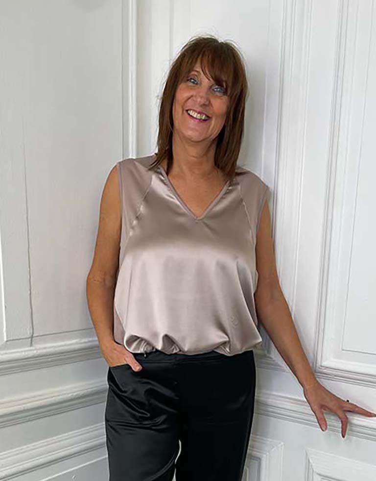 Malissa J Silk Feel Drawstring Vest - Taupe