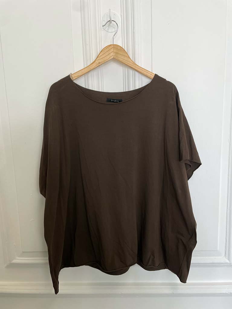 Raw Edge Basic T-Shirt - Chocolate