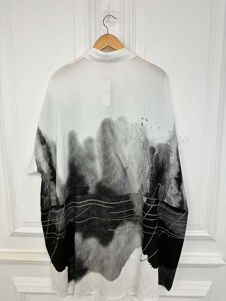 Marble Print Batwing Shirt - Berry