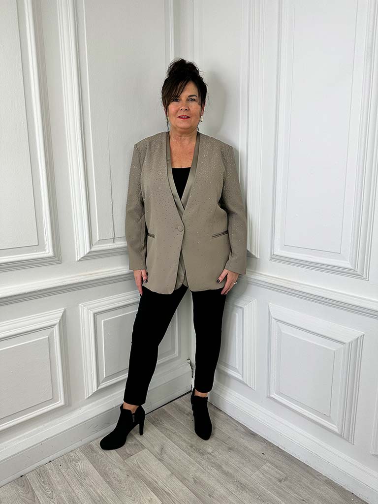 Malissa J Graduated Stud Blazer - Stone