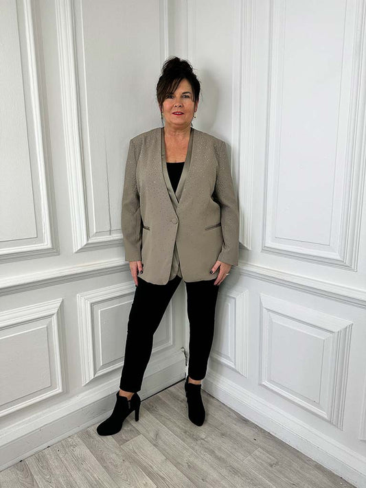 Malissa J Graduated Stud Blazer - Stone