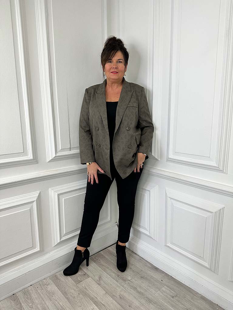 Malissa J Studded Leopard Blazer - Khaki