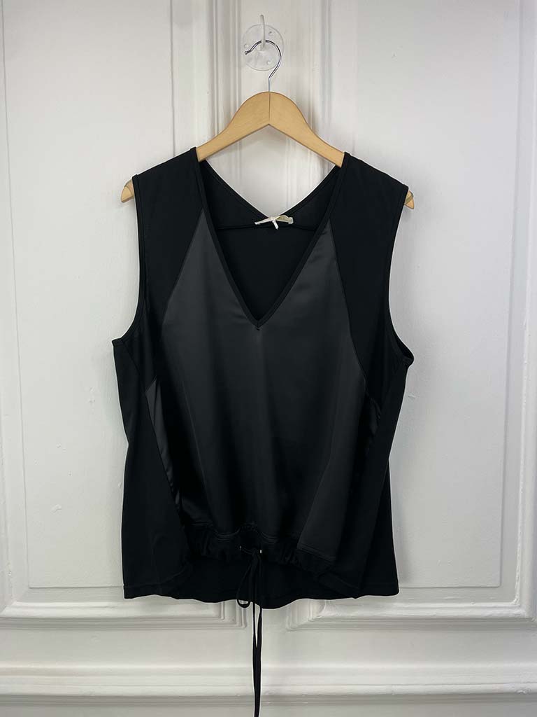 Malissa J Silk Feel Drawstring Vest - Black