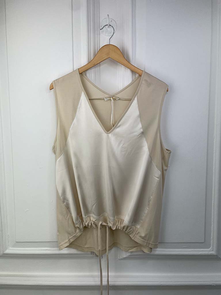 Malissa J Silk Feel Drawstring Vest - Oyster