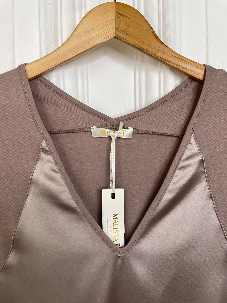 Malissa J Silk Feel Drawstring Vest - Taupe