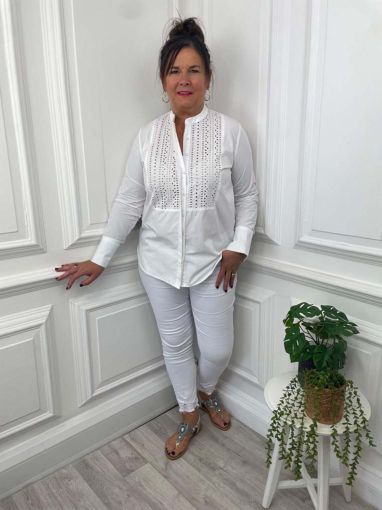 Poplin Broderie Anglaise Shirt - White