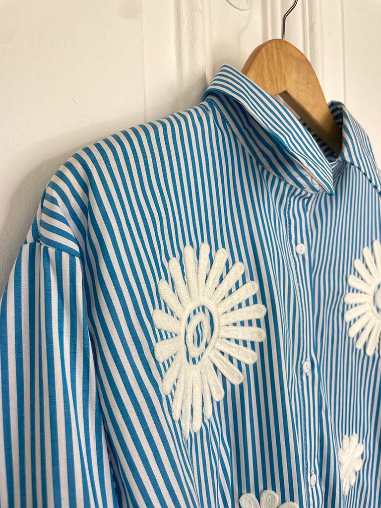 Daisy Stripe Shirt - Blue