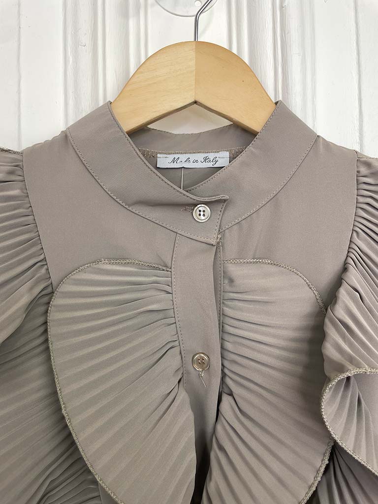 Plissé Ruffle Shirt - Mocha