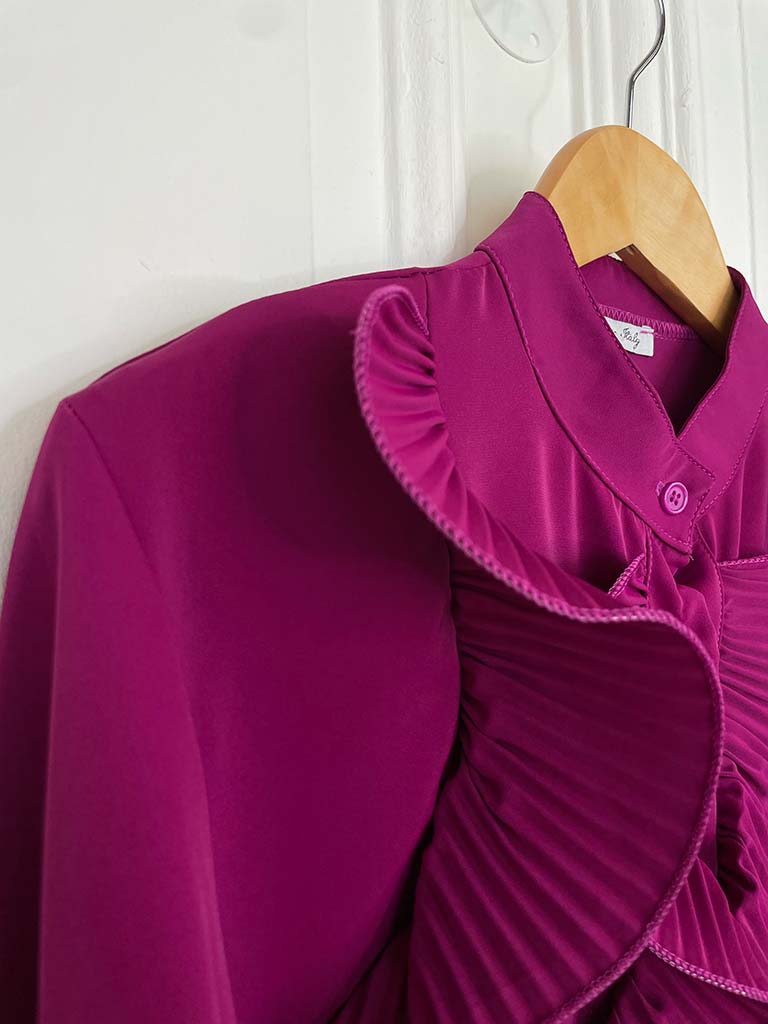 Plissé Ruffle Shirt - Magenta