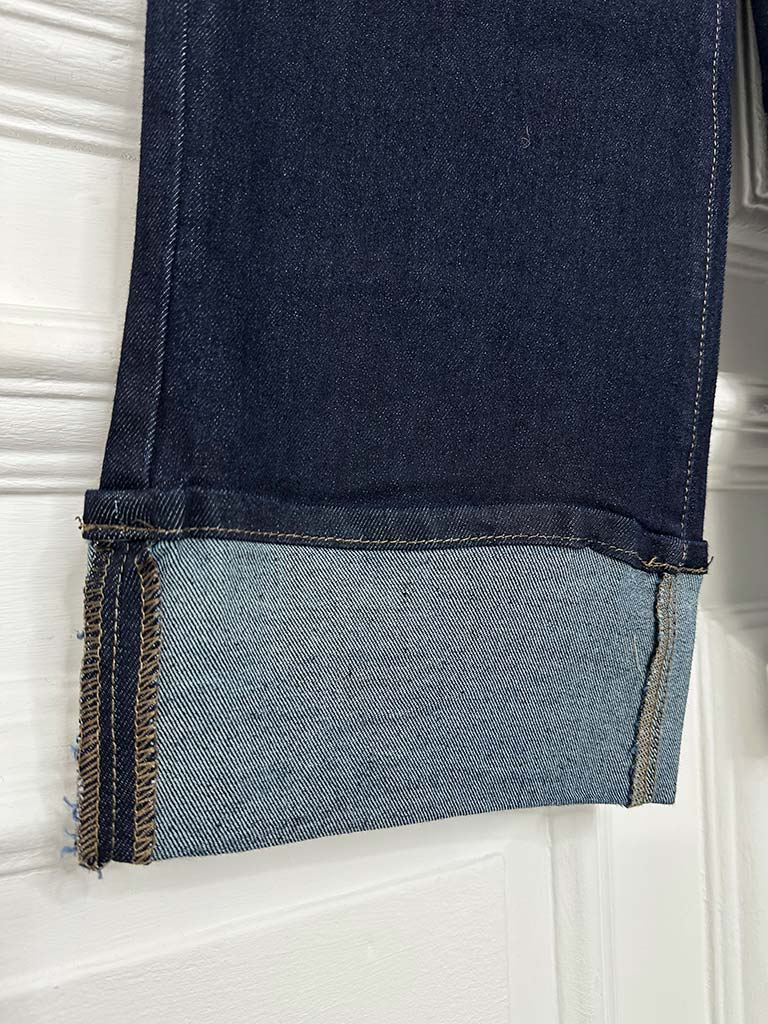 G-Smack Wide Leg Turn Up Jeans - Dark Blue