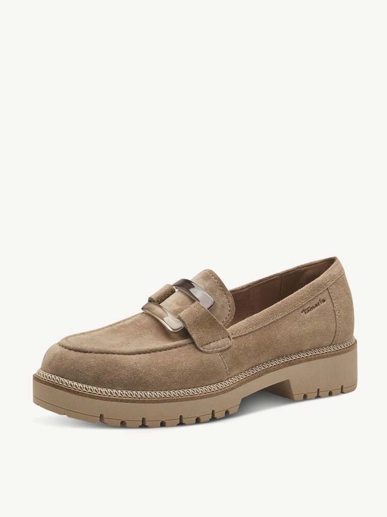 Tamaris Suede Loafers - Stone