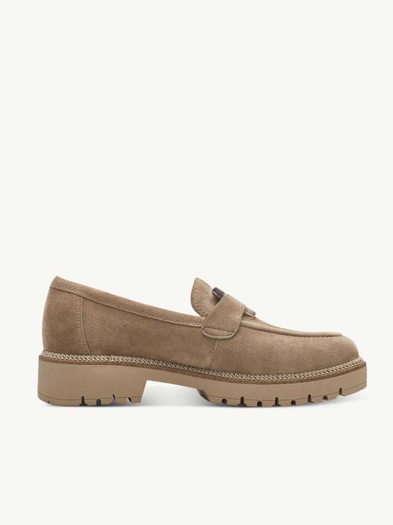 Tamaris Suede Loafers - Stone