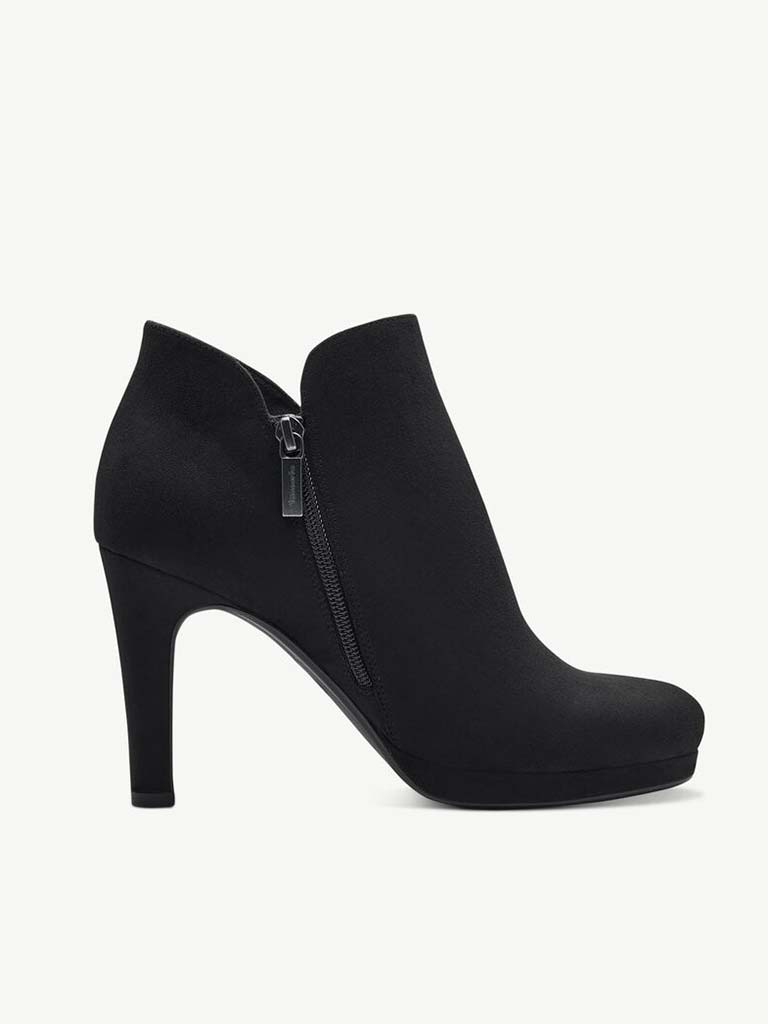 Tamaris Faux Suede Heeled Boots - Black