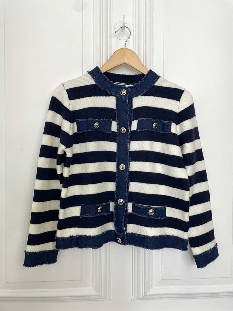 Knitted Denim Edge Jacket - Stripe