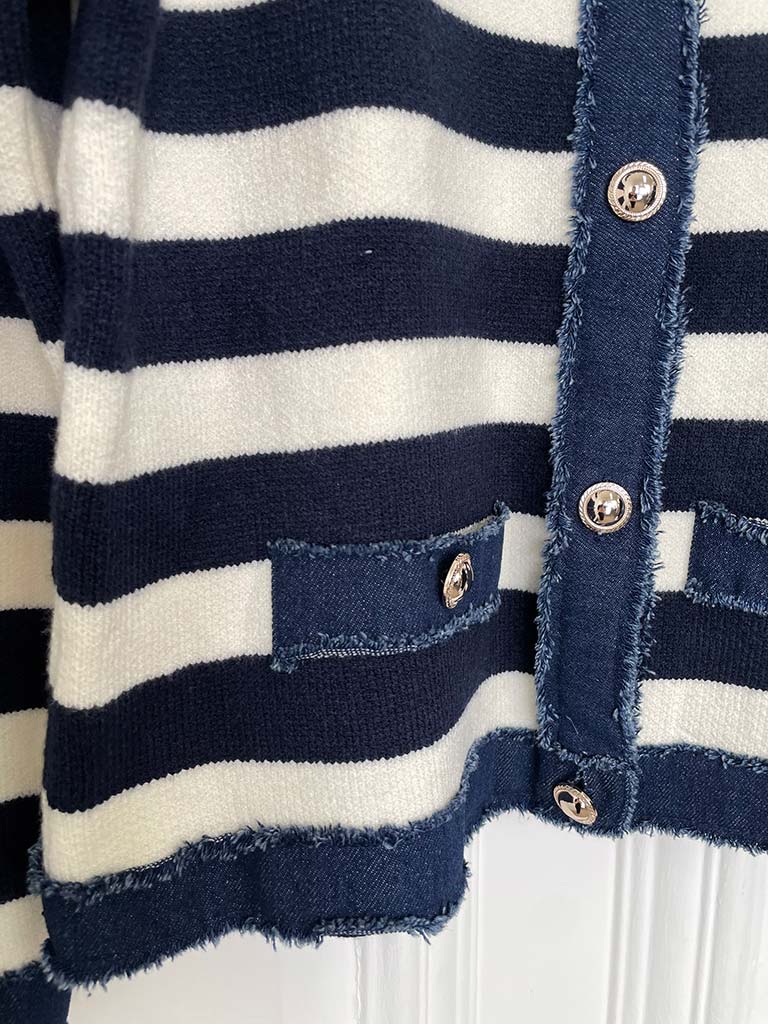 Knitted Denim Edge Jacket - Stripe