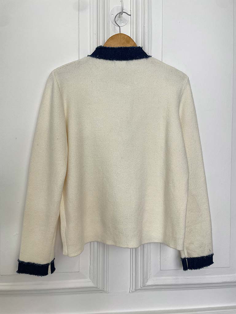 Knitted Denim Edge Jacket - Warm White