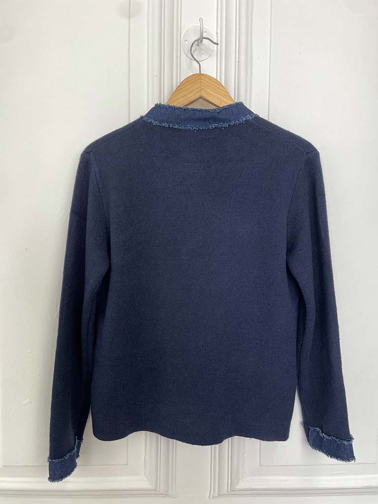 Knitted Denim Edge Jacket - Navy