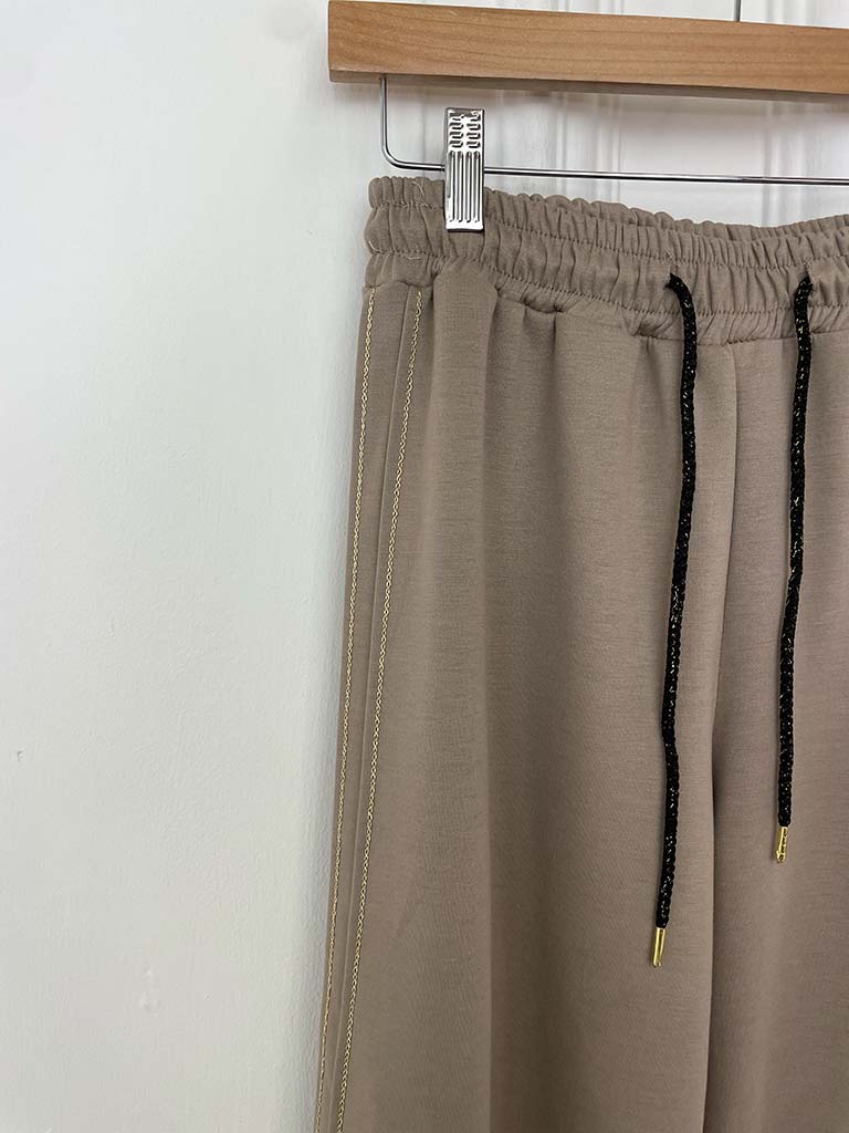 Chain Side Stripe Jersey Joggers - Mocha