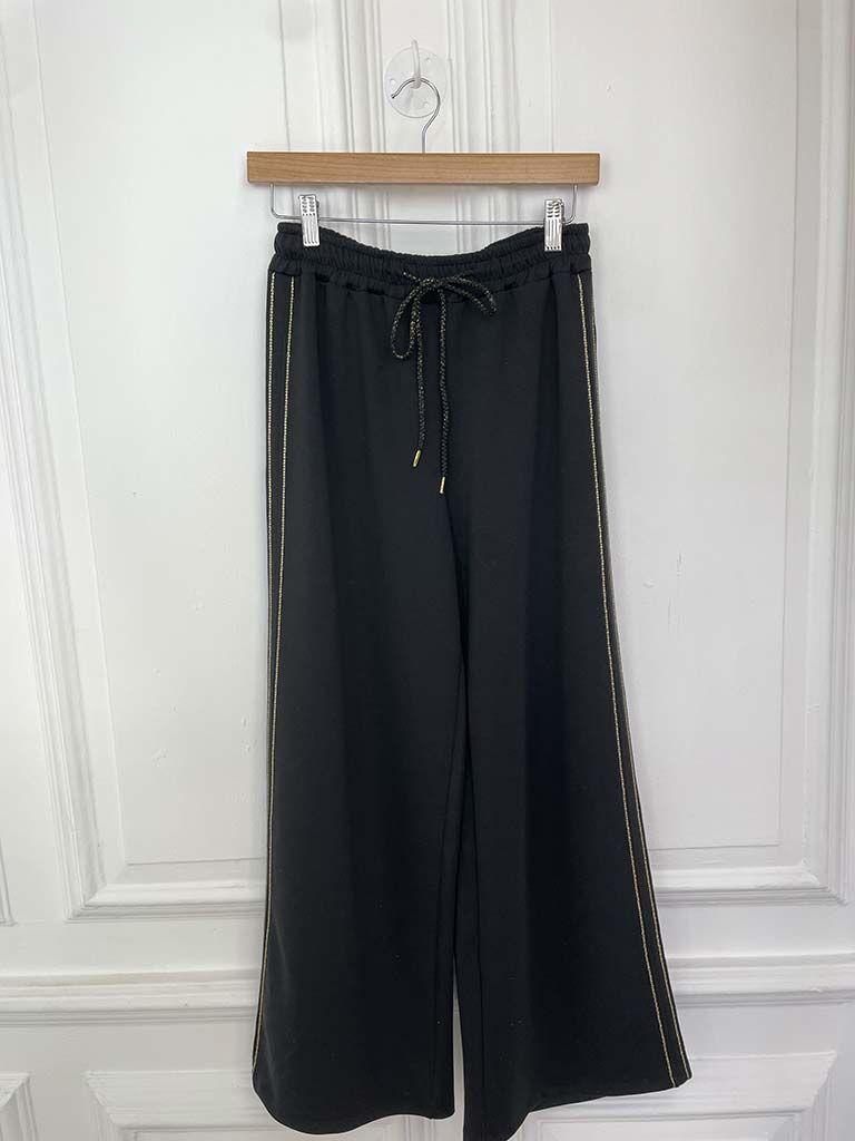 Chain Side Stripe Jersey Joggers - Black