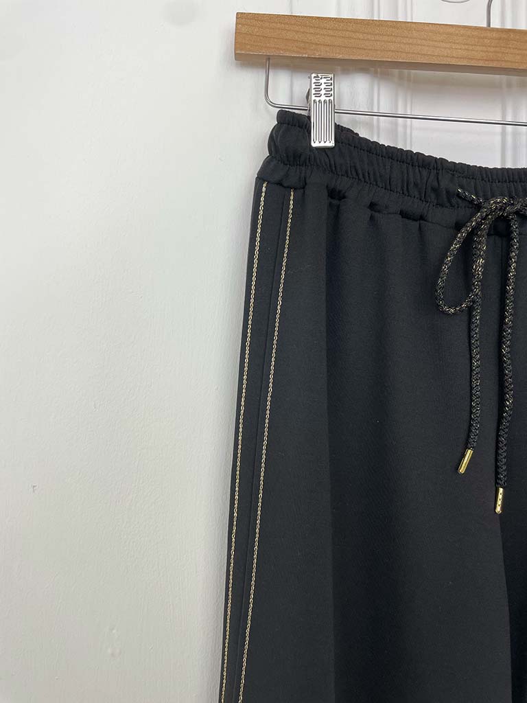 Chain Side Stripe Jersey Joggers - Black