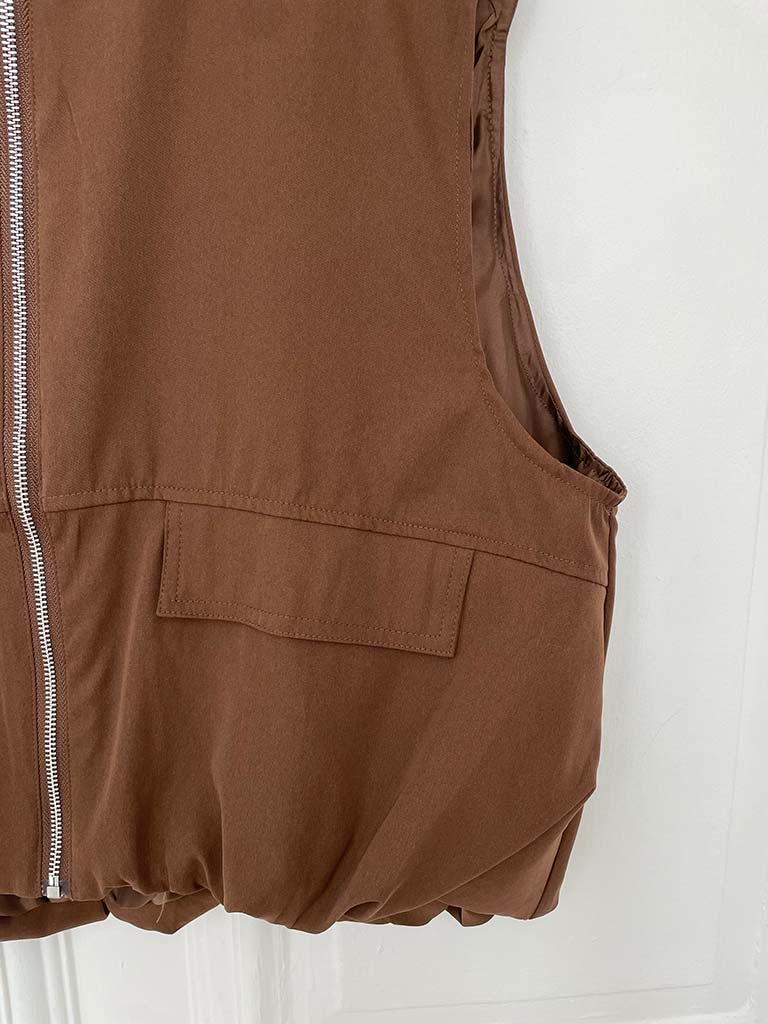 Bubble Hem Gilet - Chocolate