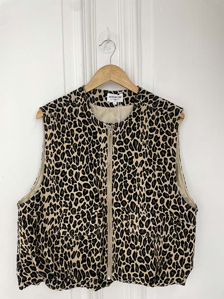 Bubble Hem Gilet - Leopard