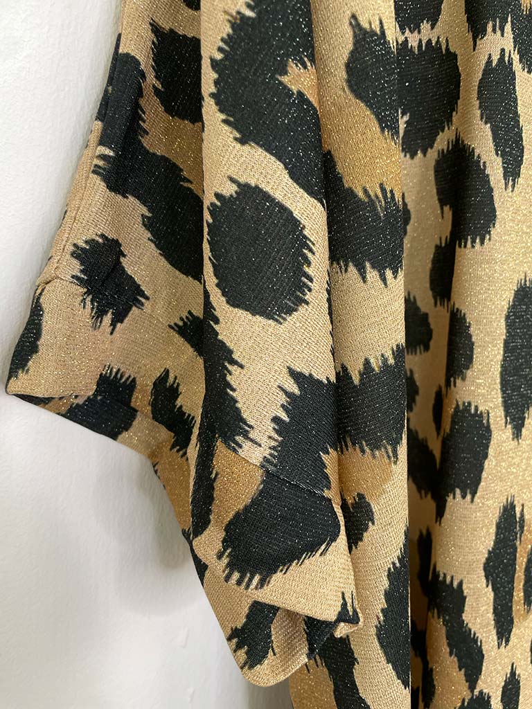 Wild Glow V-Neck Top - Gold Leopard