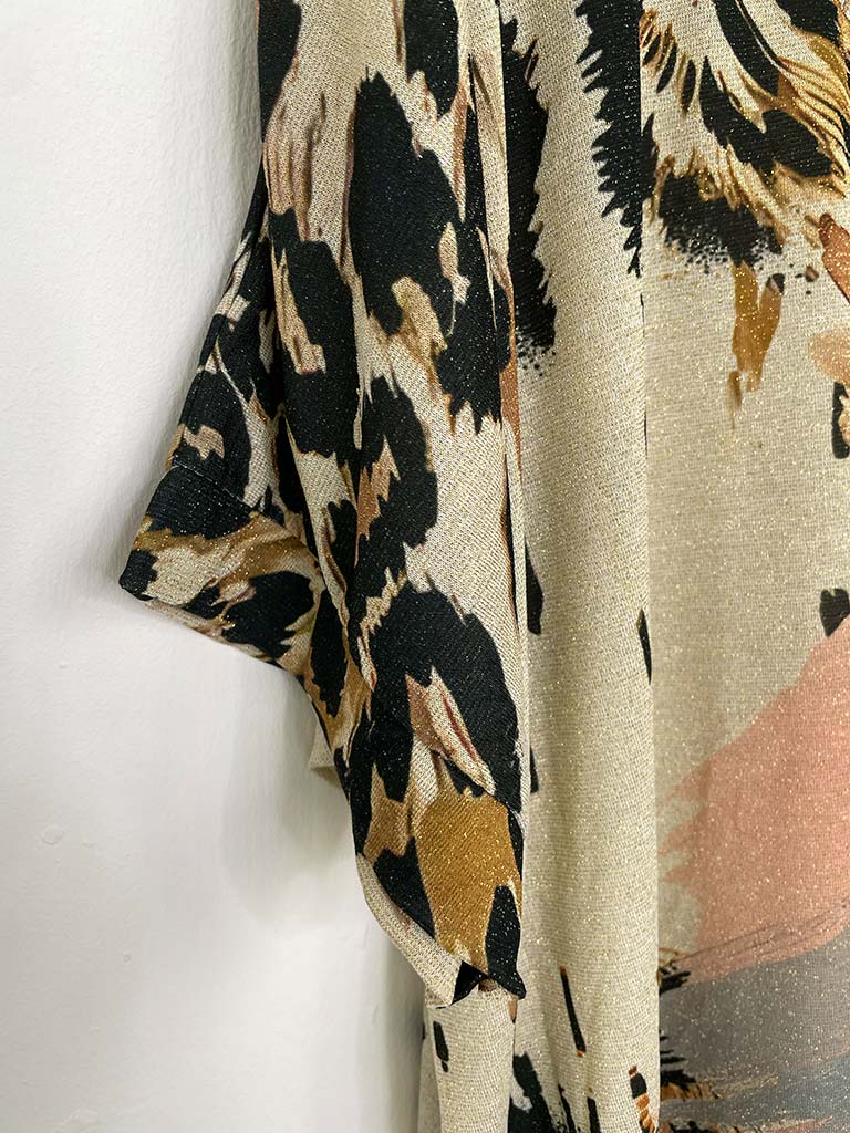Wild Glow V-Neck Top - Floral & Animal Print