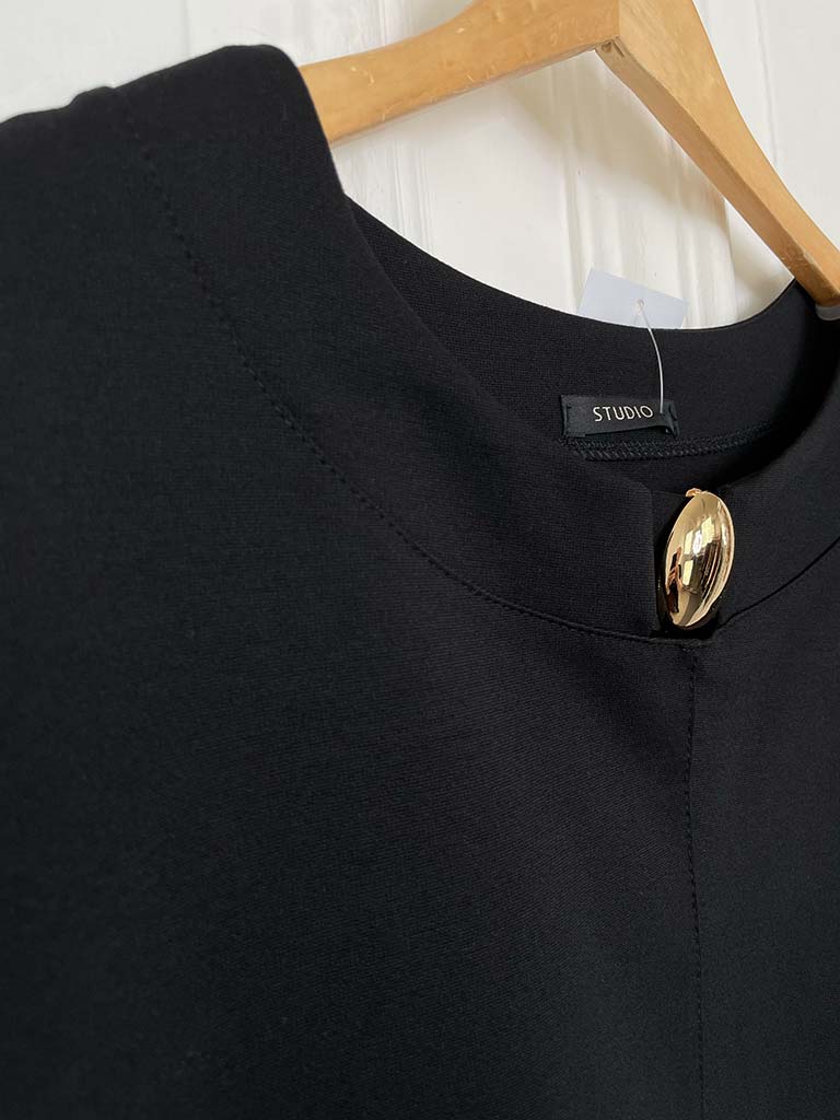 Boxy Scuba Button Top - Black