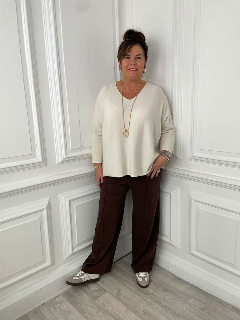 Exposed Seam Batwing Knit - Ecru