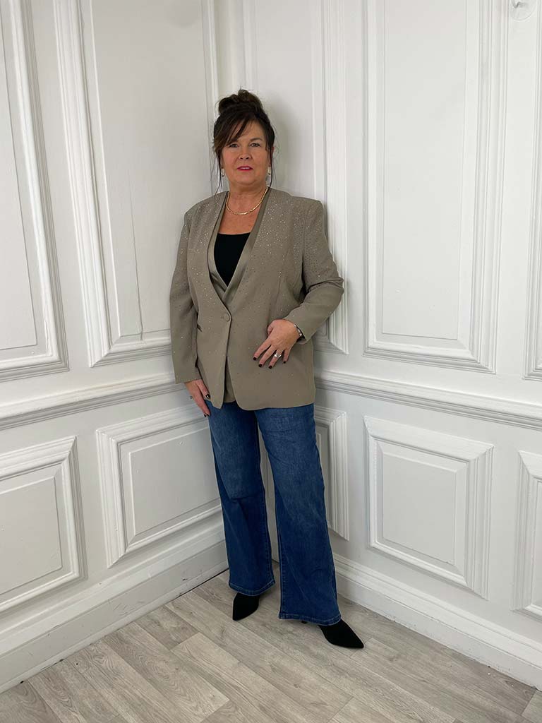Malissa J Graduated Stud Blazer - Stone