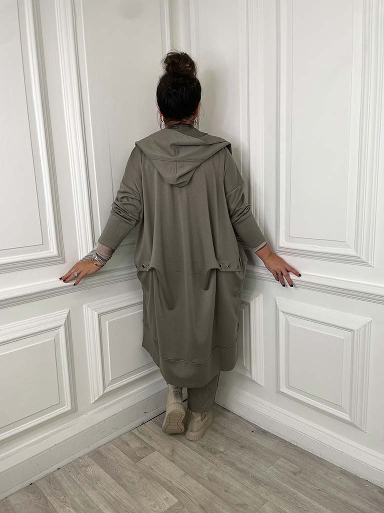 Malissa J Jersey Eyelet Hooded Jacket - Mushroom