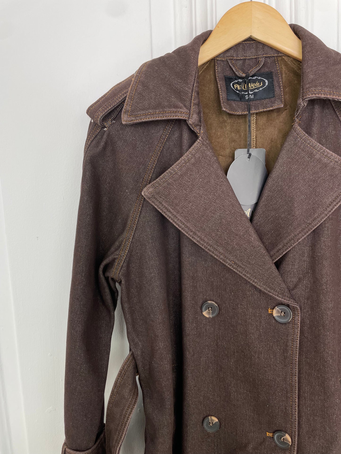 Chocolate Denim Trench Coat