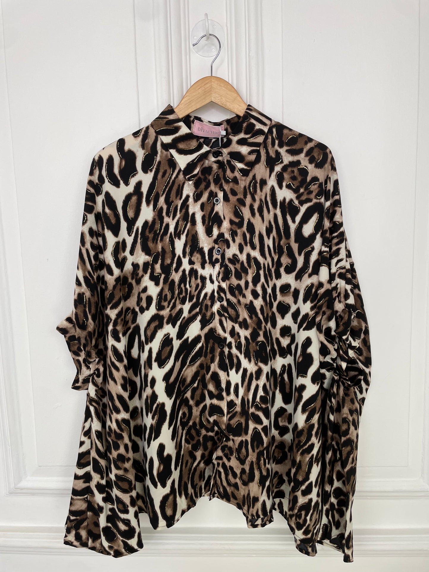 Animal Print Oversized Shirt - Natural