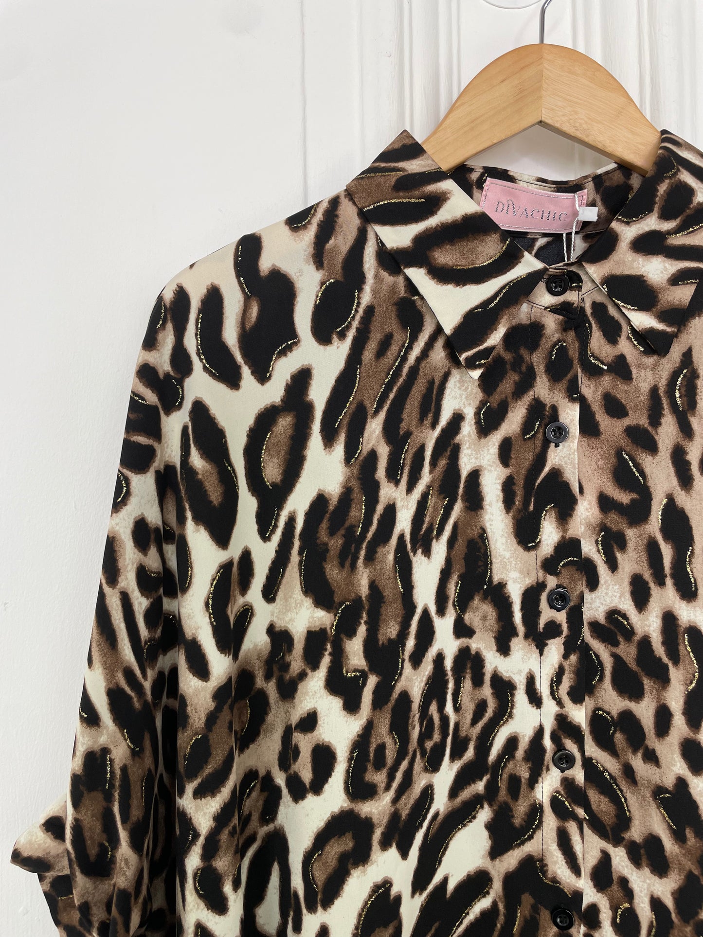 Animal Print Oversized Shirt - Natural
