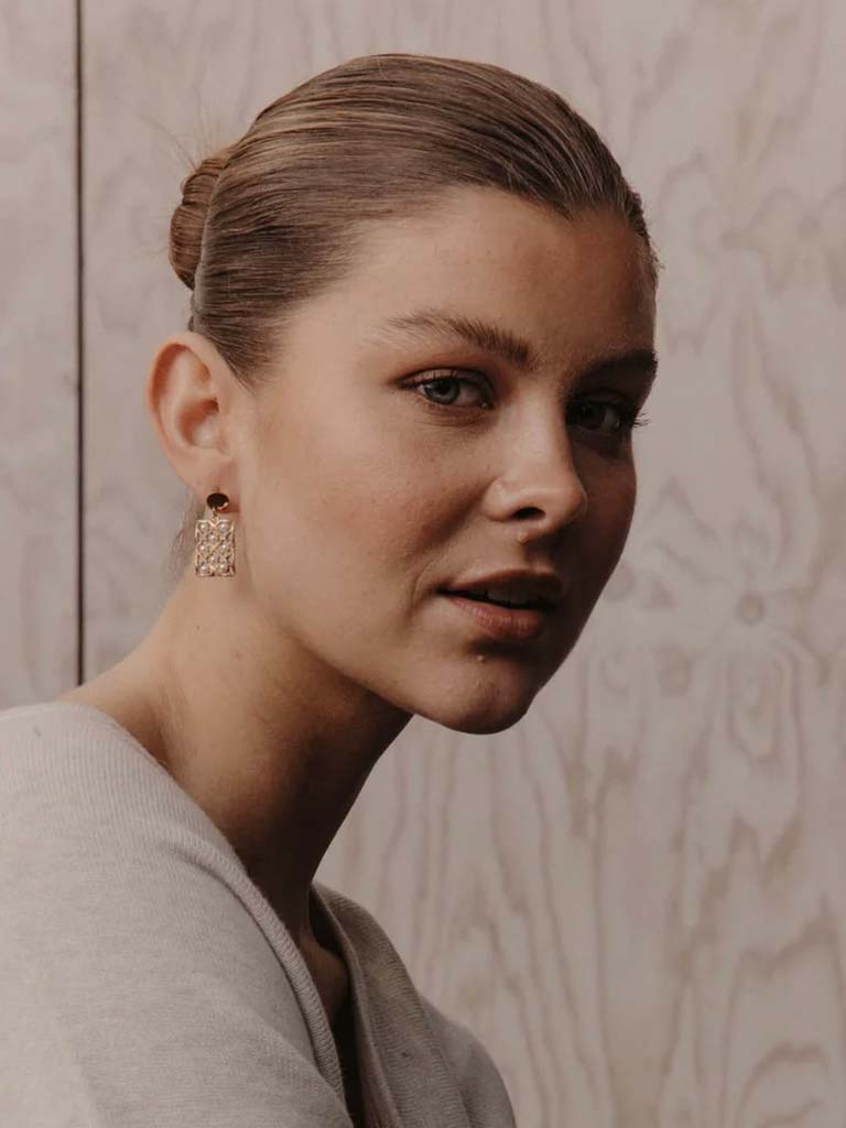 Eb&Ive Square Pearl Earrings - Gold
