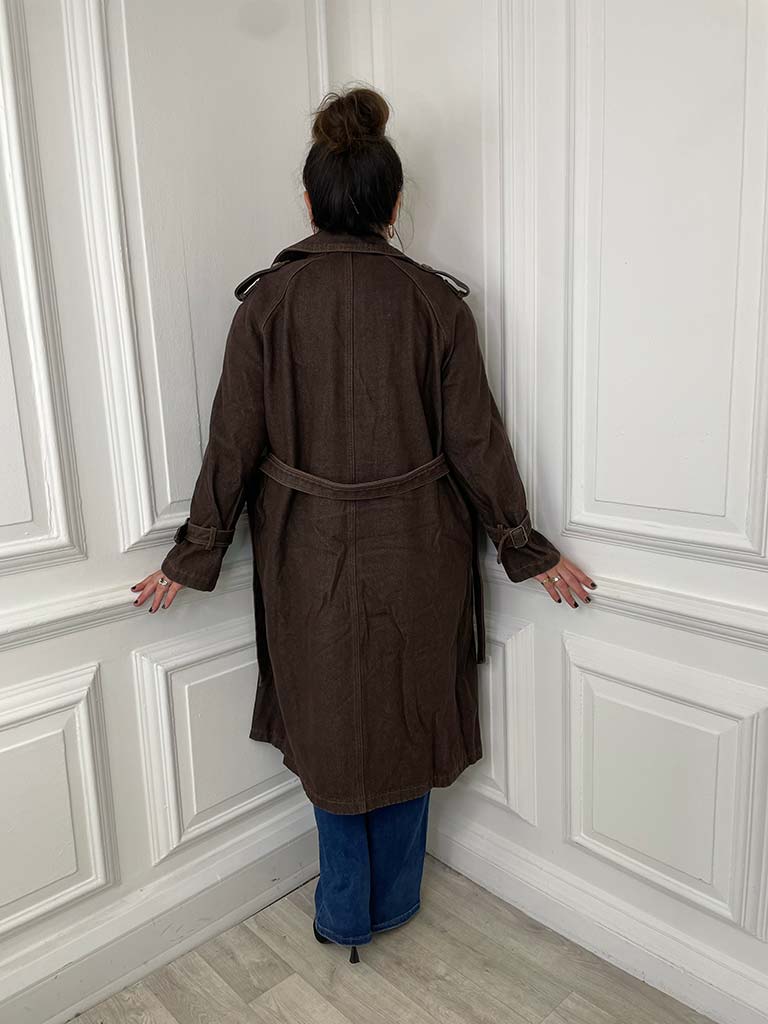 Chocolate Denim Trench Coat