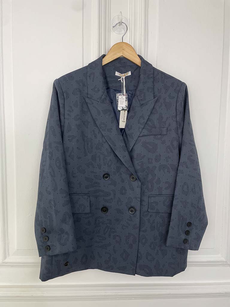 Malissa J Studded Leopard Blazer - Blue