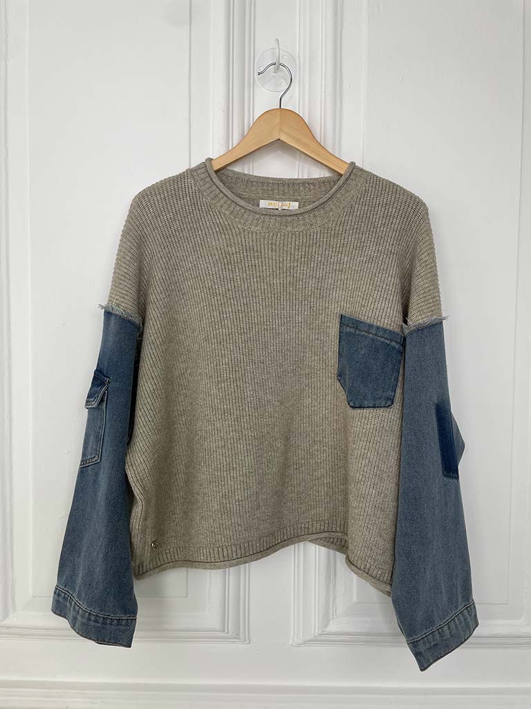Malissa J Denim Sleeve Knit