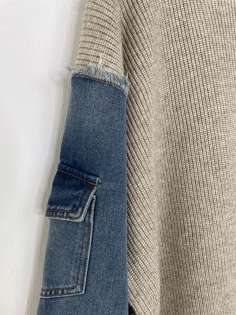 Malissa J Denim Sleeve Knit