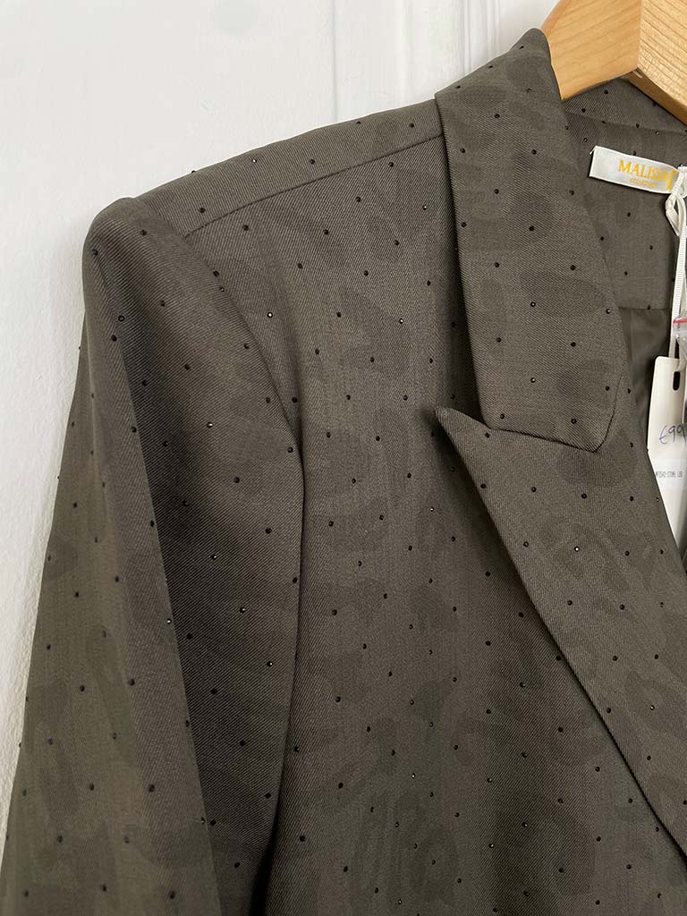 Malissa J Studded Leopard Blazer - Khaki