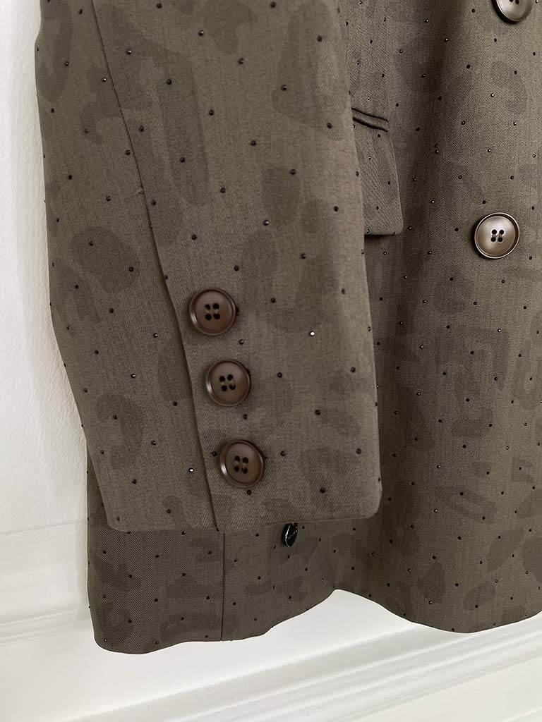 Malissa J Studded Leopard Blazer - Khaki