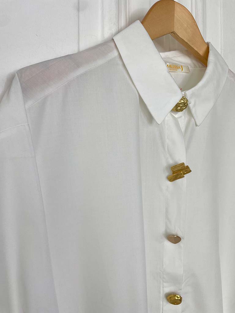 Malissa J Statement Button Shirt - White