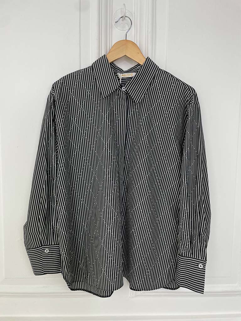 Malissa J Studded Diamond Shirt - Black & White