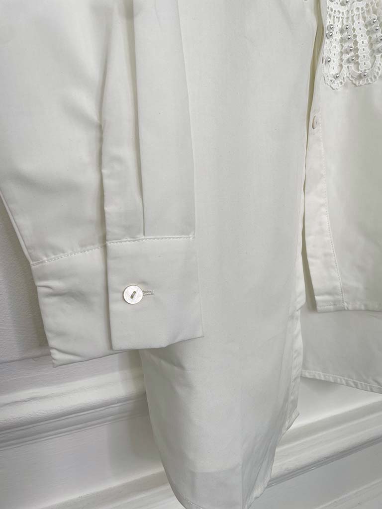 Malissa J Beaded Applique Shirt - White