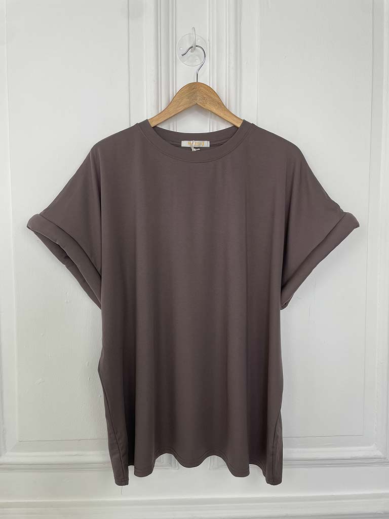 Malissa J Padded Sleeve Tee - Taupe