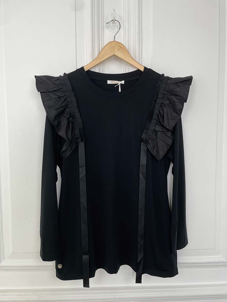 Malissa J Ruffle Shoulder Top - Black